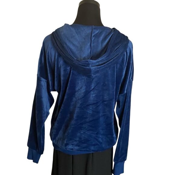 Felina Hoodie Zip-Up Blue Velour Size Medium - Picture 5 of 8